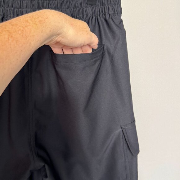 WEWoreWhat Wide Leg Utility Black Nylon Cargo Pull On Track Pants Size Medium - Picture 11 of 15